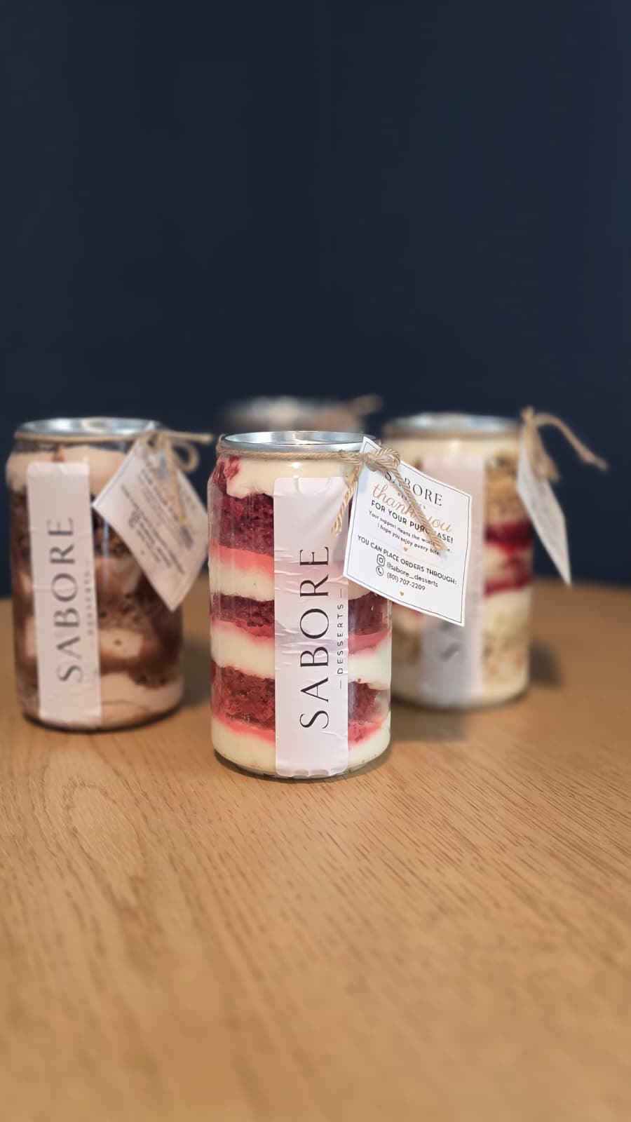 Sabore cakes with signature tags